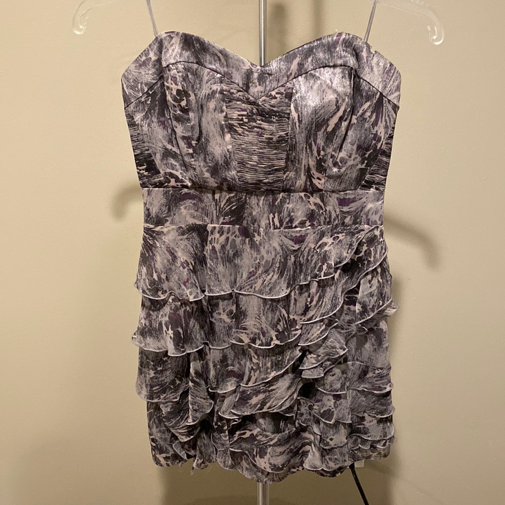 Layered purple strapless dress